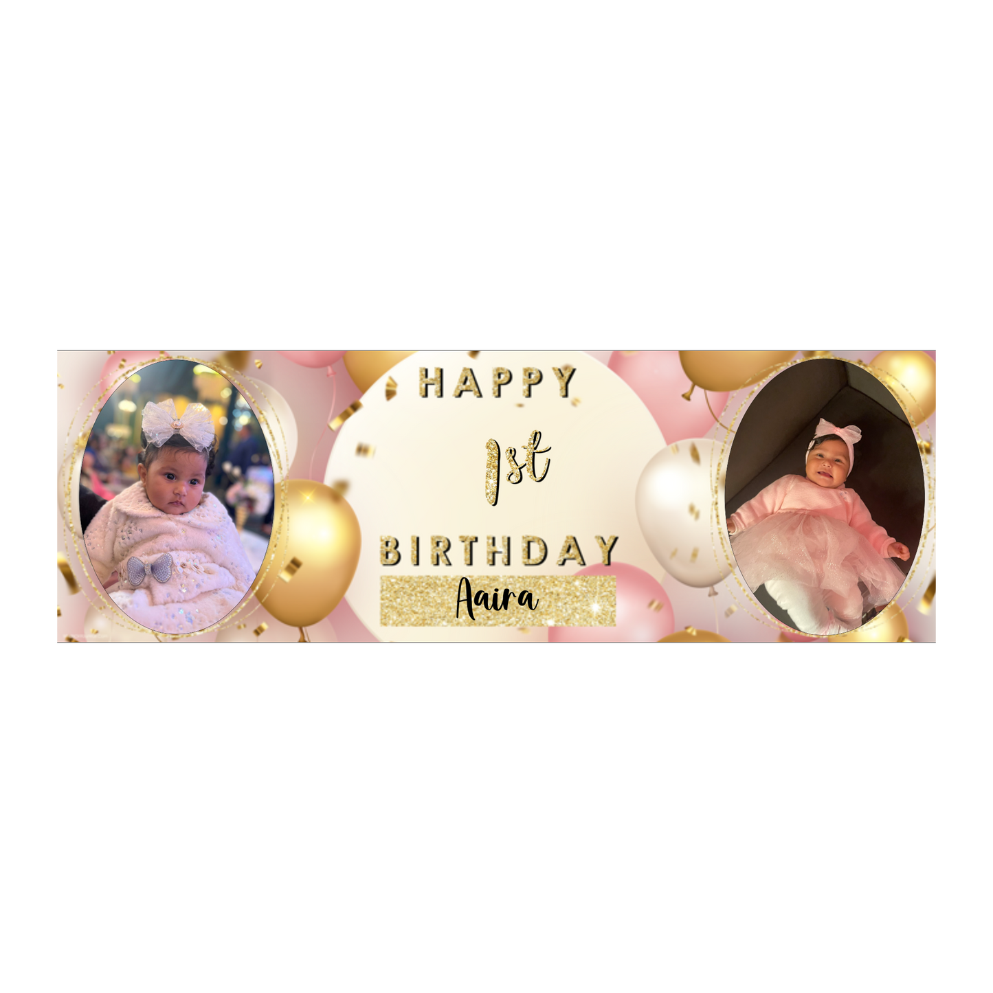 Personalised Birthday Banners Party Decorations in Pink Gold
