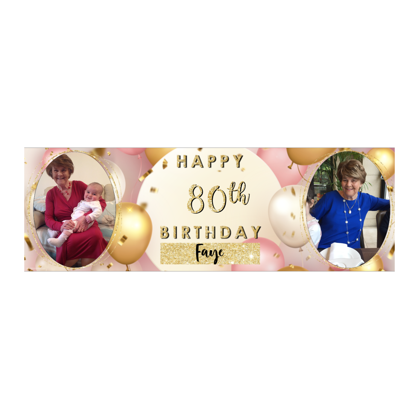 Personalised Birthday Banners Party Decorations in Pink Gold