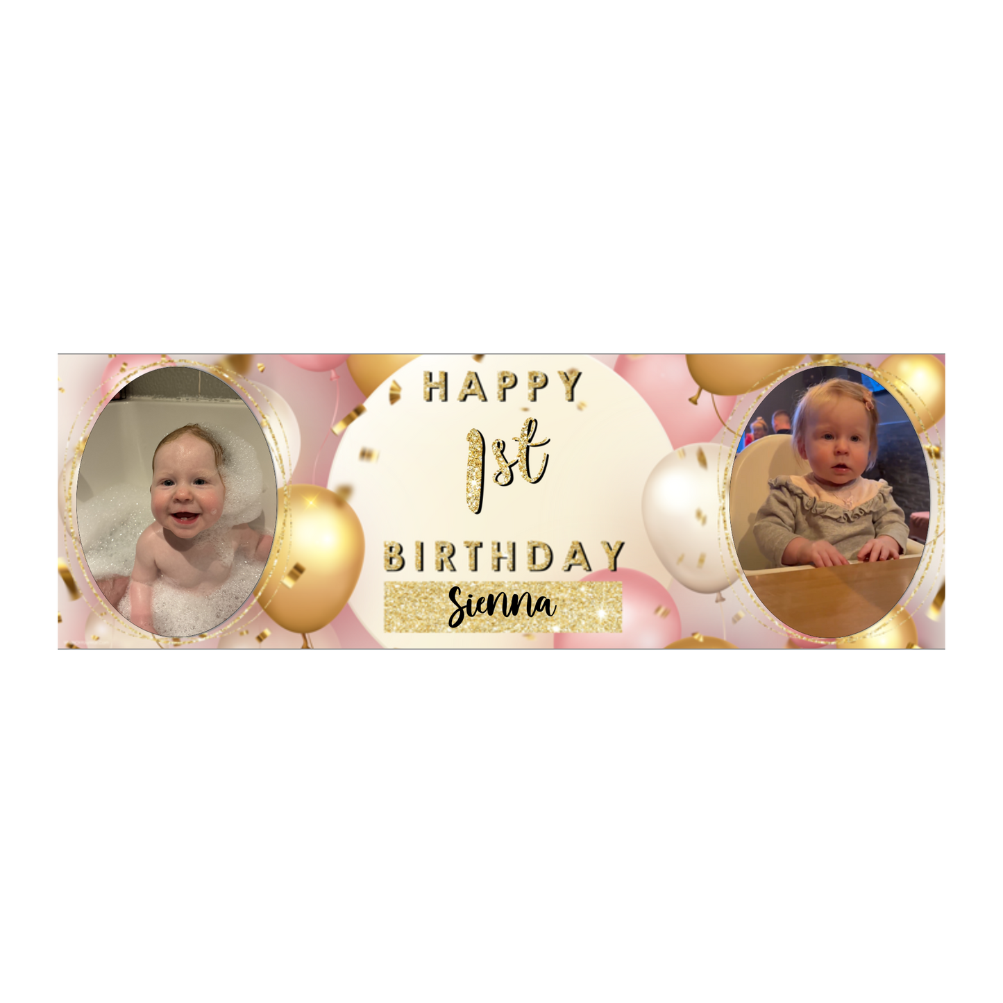 Personalised Birthday Banners Party Decorations in Pink Gold