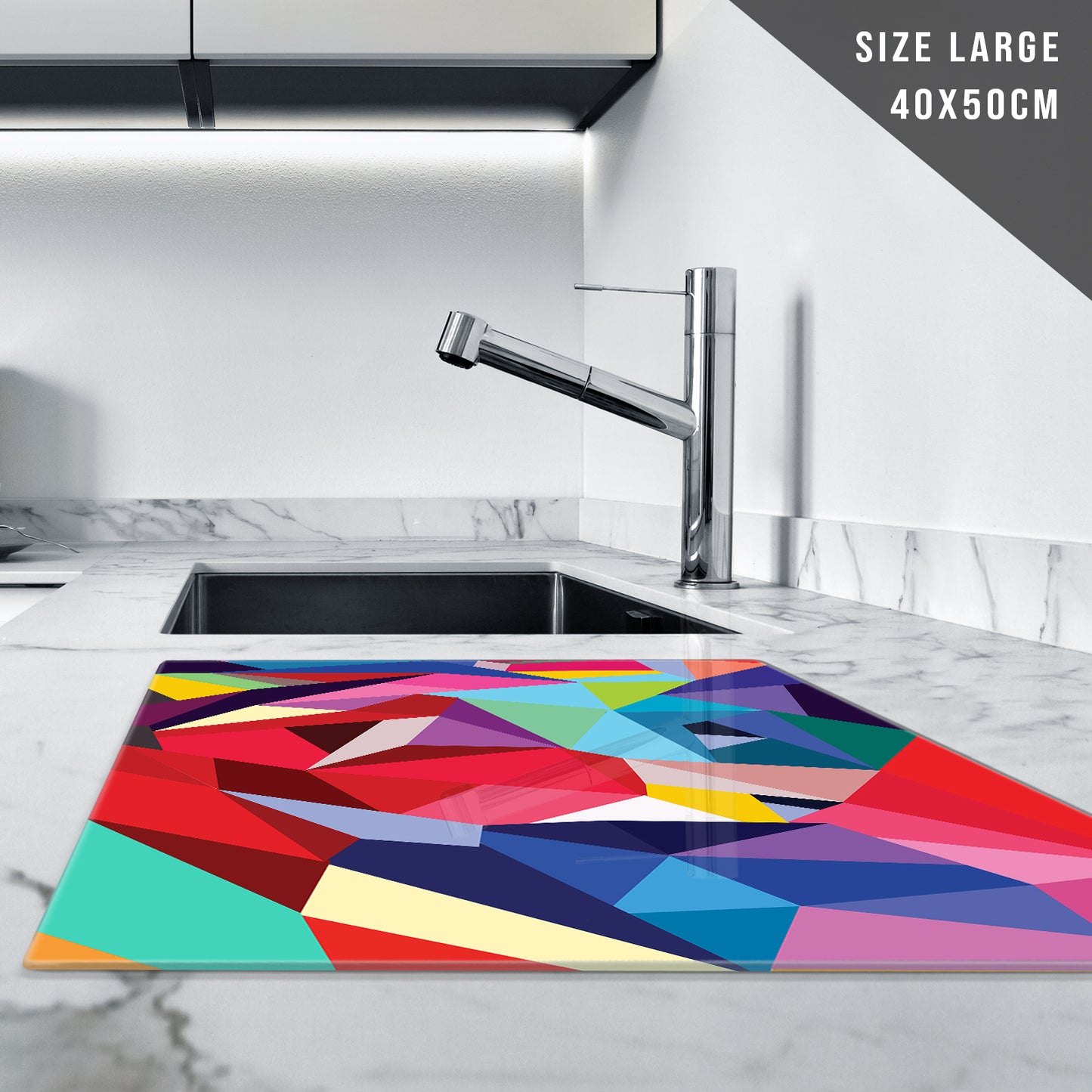 Glass Chopping Board For Kitchen Pink Blue Yellow