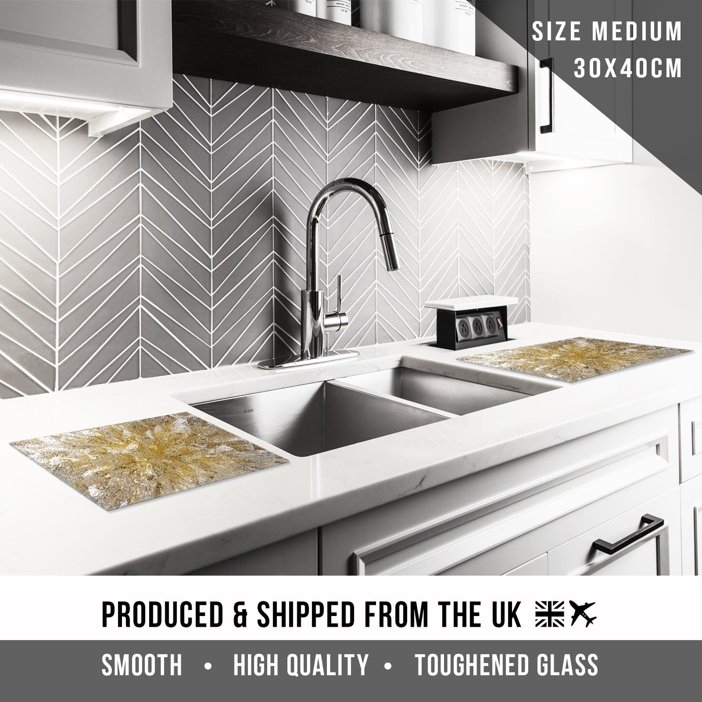 Glass Cutting Board For Kitchen Grey White Design 3