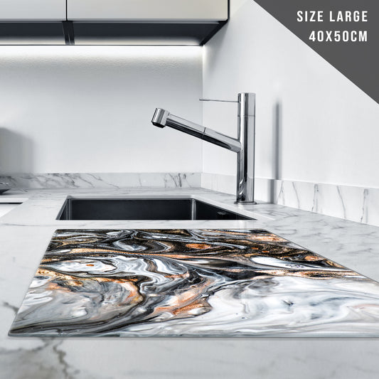 Glass Chopping Board for Kitchen Black Gold Grey New Edition