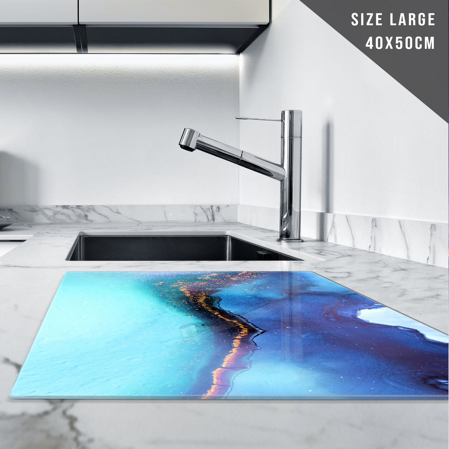 Glass Chopping Board For Kitchen Teal Purple Gold
