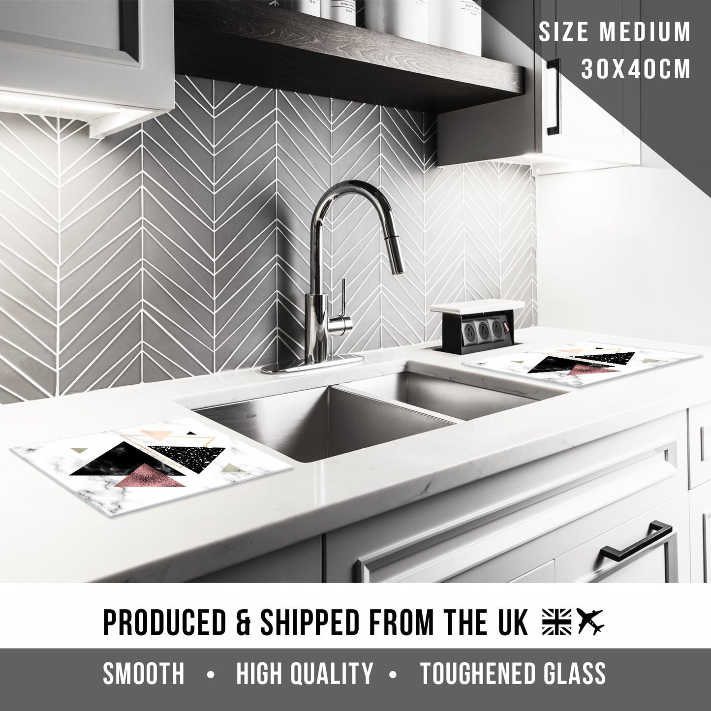 Glass Chopping Board For Kitchen Pink Black White 2nd Edition 3