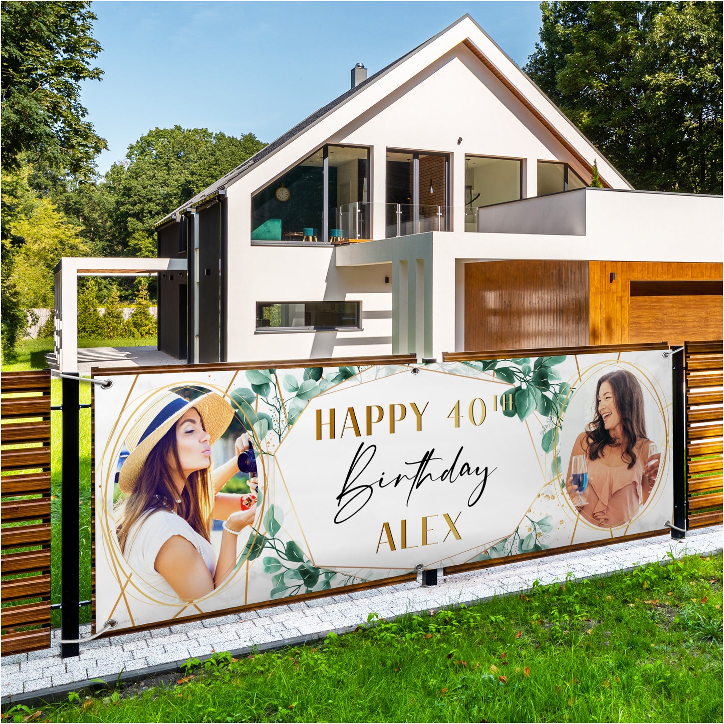 Personalised Birthday Banners Party Decorations in White Gold