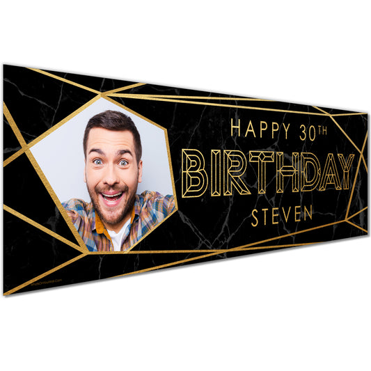 Personalised Birthday Banners in Geometric Black Design