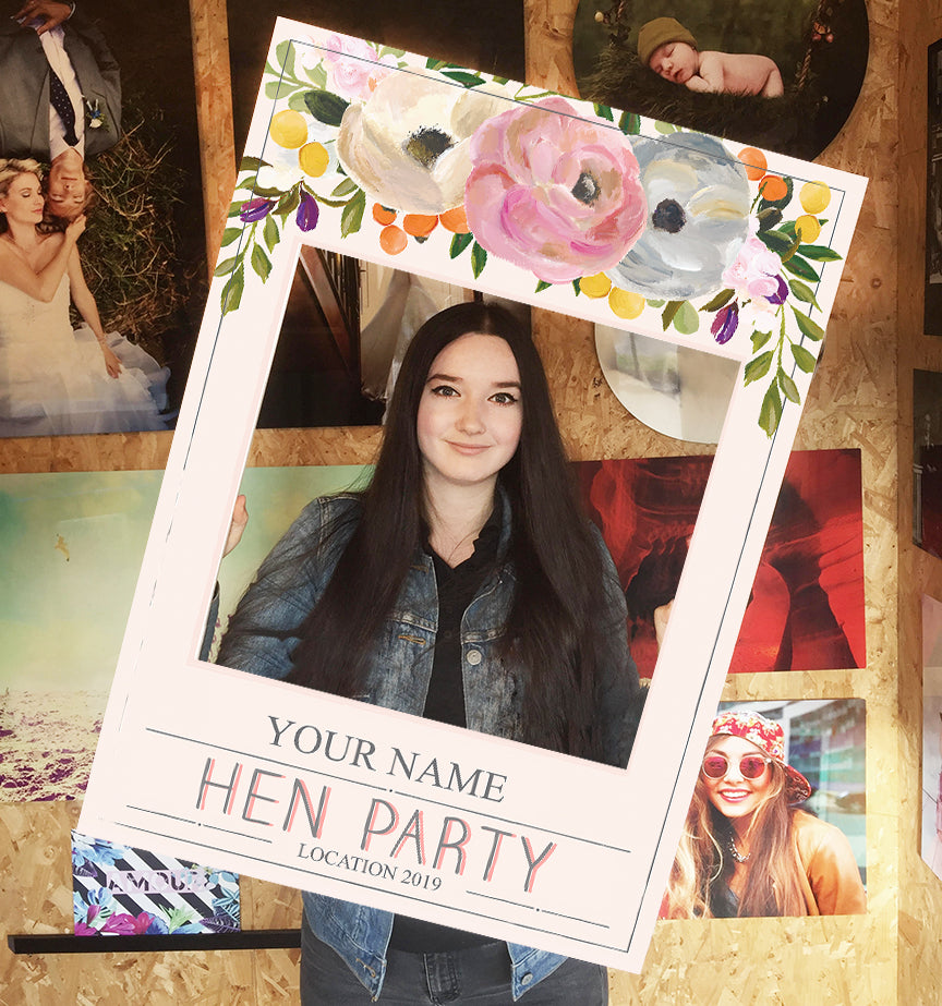 Hen Party Floral Pink Personalised Selfie Frame 1