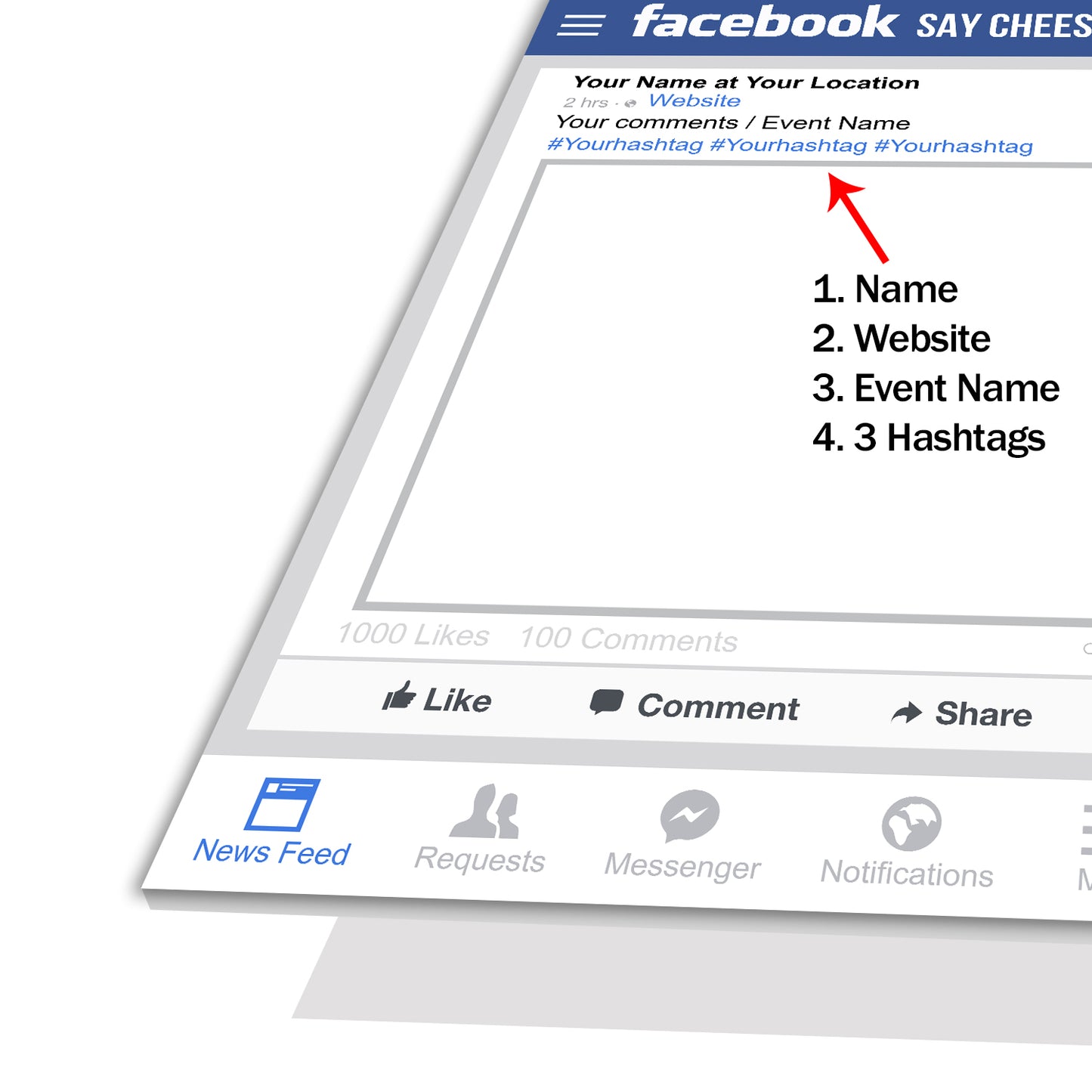 Facebook Social Media Personalised Selfie Frame Photo Frame Prop
