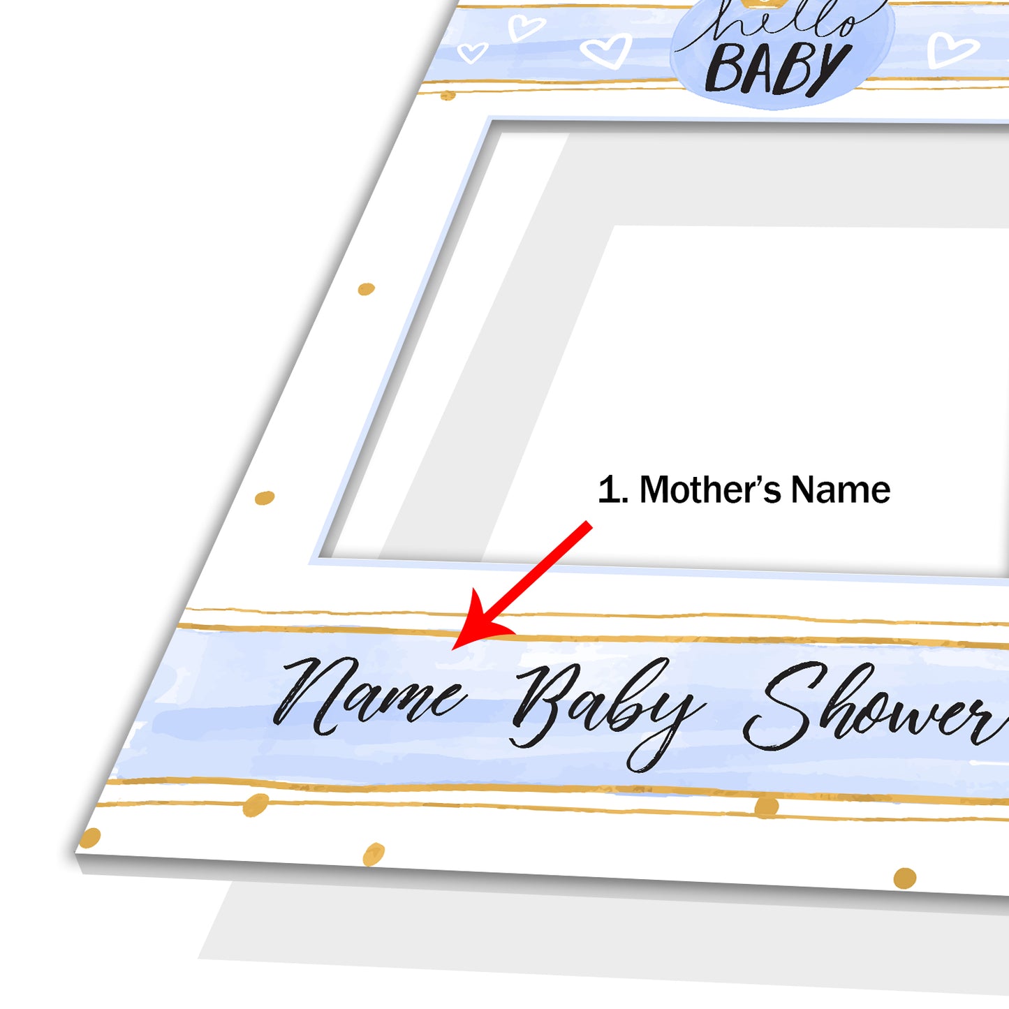 Baby Boy Shower Blue Personalised Selfie Photo Frame Prop 2