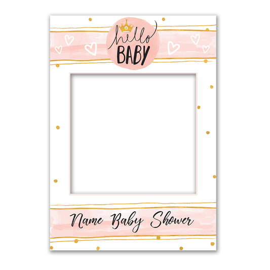 Baby Girl Shower Pink Personalised Selfie Frame Photo Frame Prop 1