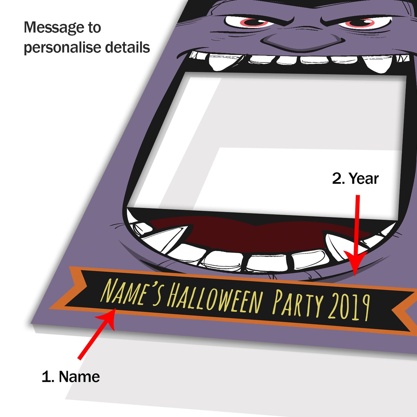 Halloween Monster Purple Personalised Selfie Frame Photo Frame Prop