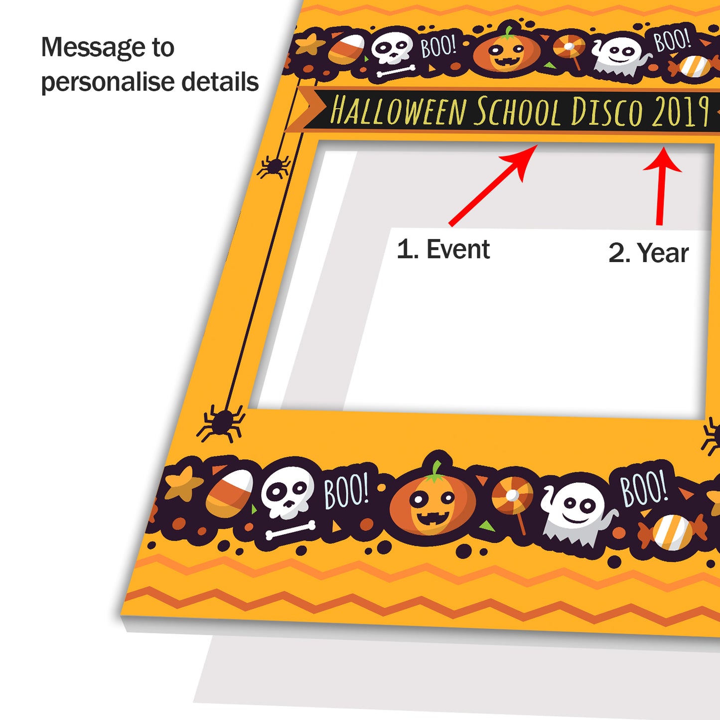Halloween Monster Orange Personalised Selfie Frame Photo Frame Prop