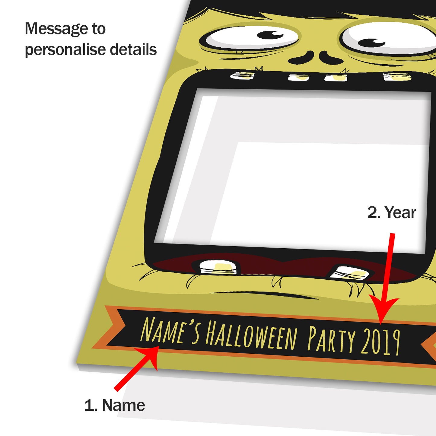Halloween Monster Green Personalised Selfie Frame Photo Frame Prop