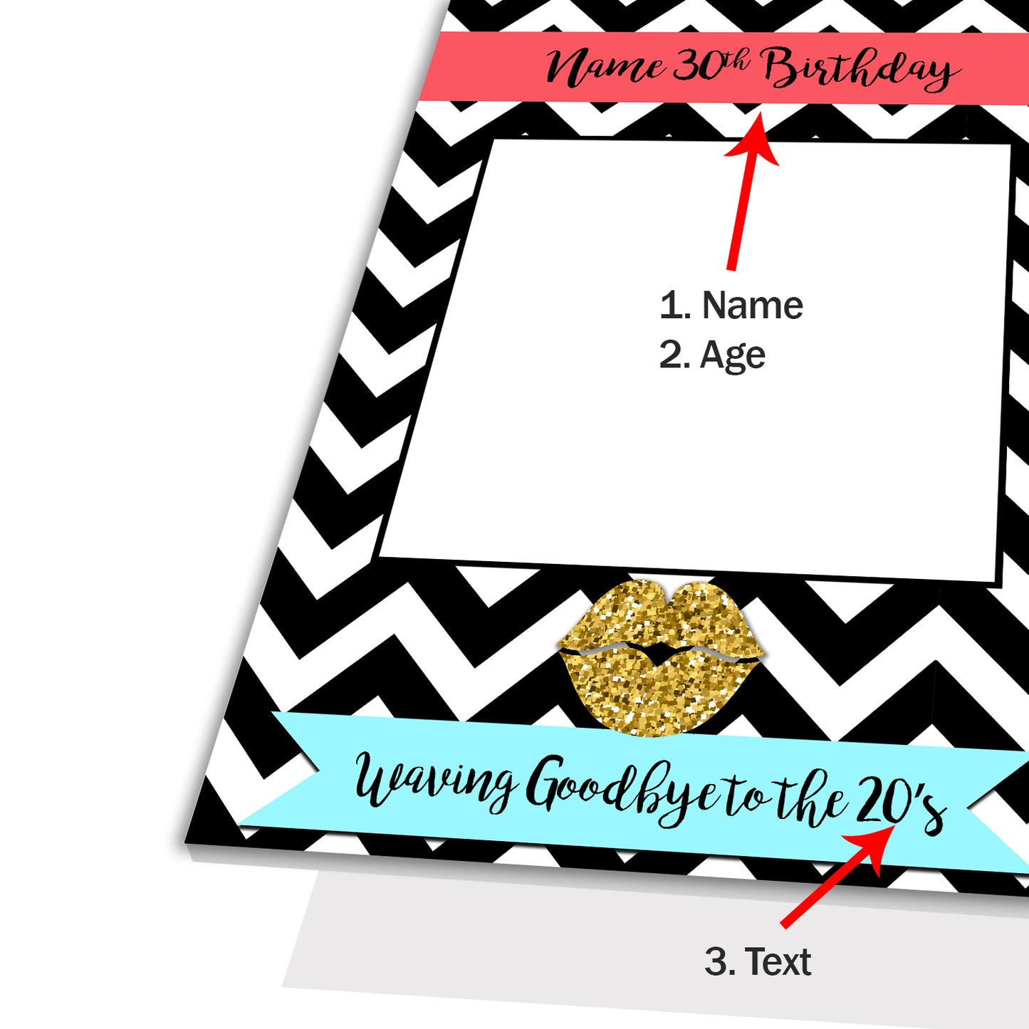 Birthday Stripes Blue Personalised Selfie Frame 2