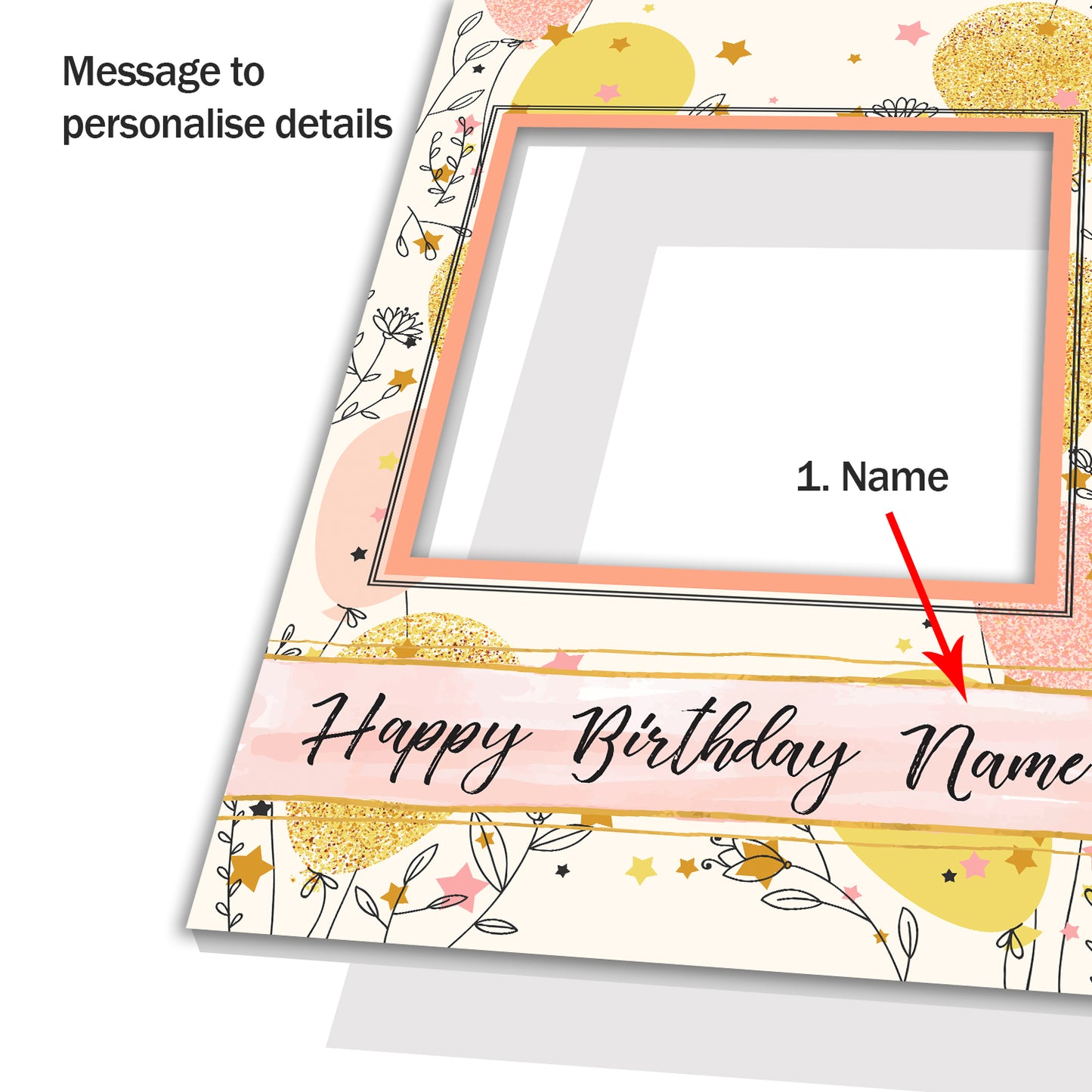 Birthday Balloon Flowers Personalised Selfie Frame Photo Frame Prop