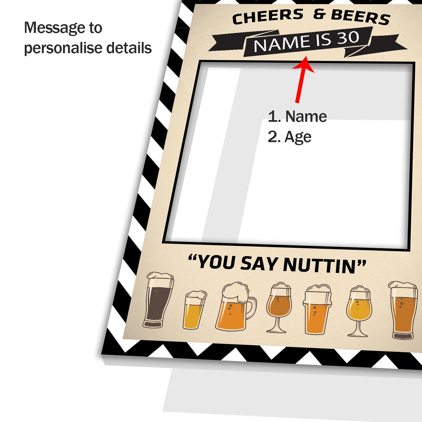 Beer Party Birthday Ale Personalised Selfie Frame Photo Frame Prop