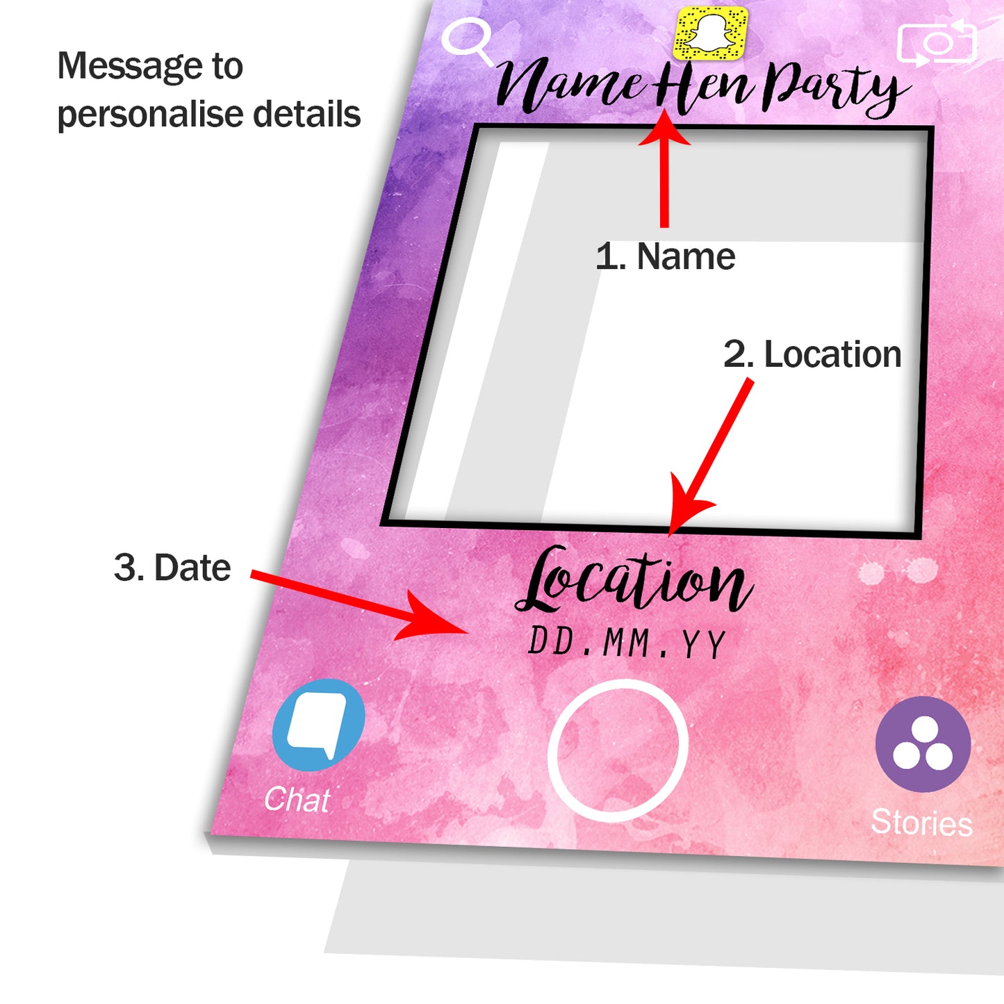 Snapchat Party Purple Personalised Selfie Photo Frame Prop 2