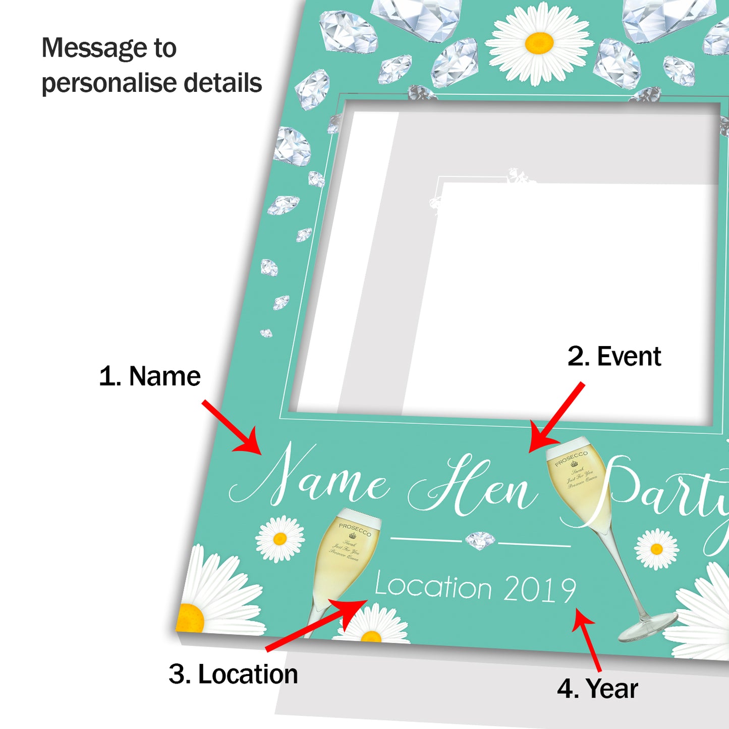 Party Alcohol Teal Blue Personalised Selfie Frame Photo Frame Prop