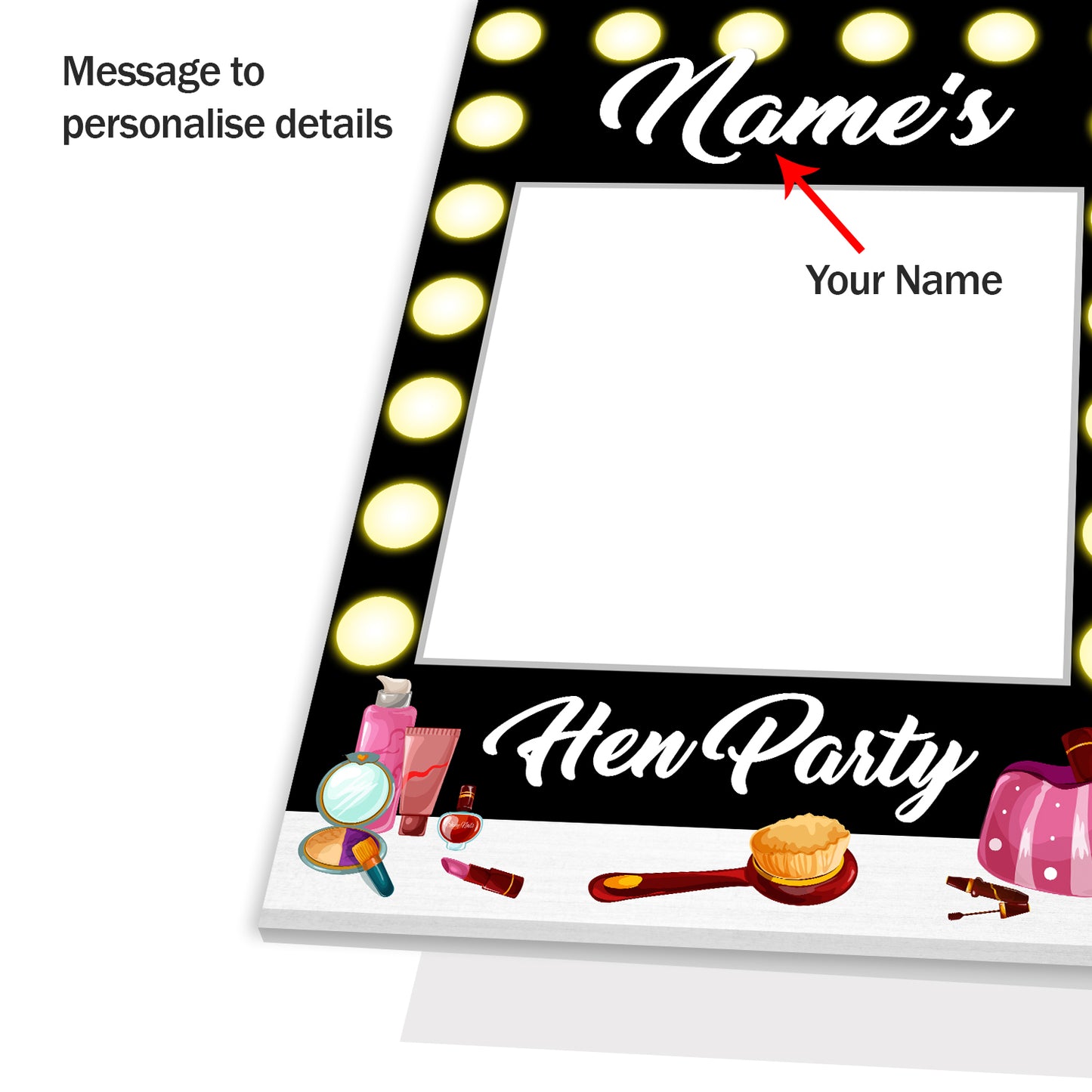 Personalised Selfie Frame Vanity Mirror Salon Black Photo Board