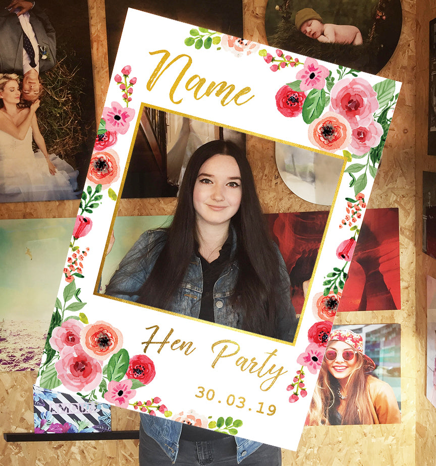 Personalised Selfie Frame Pink Floral Photo Board 2