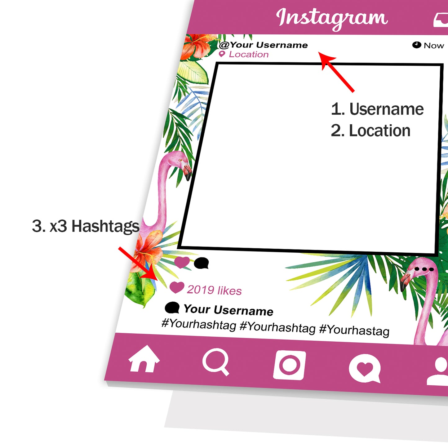 Personalised Selfie Frame Instagram Social Media Photo Purple Tropical