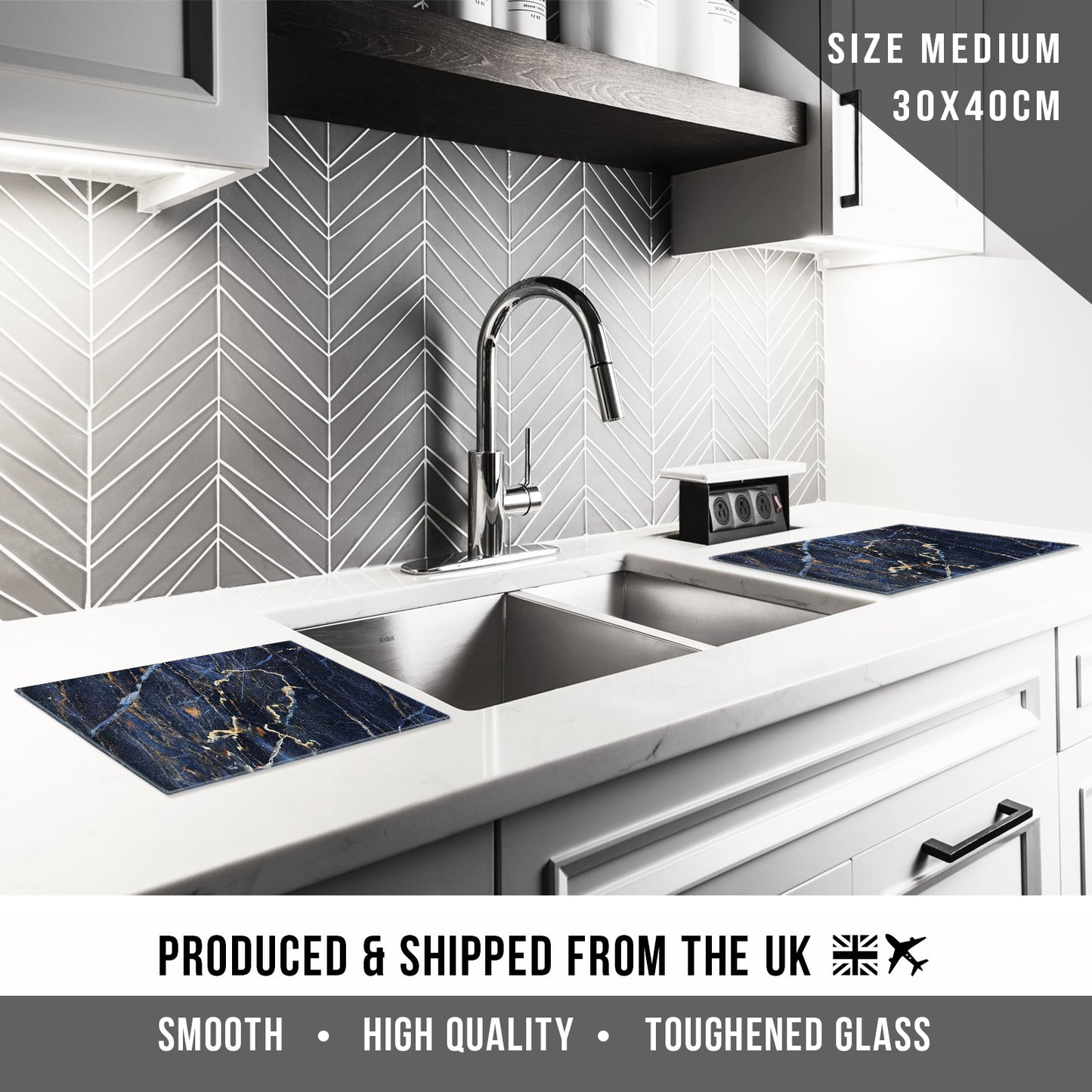 Glass Chopping Board For Kitchen Marble Effect