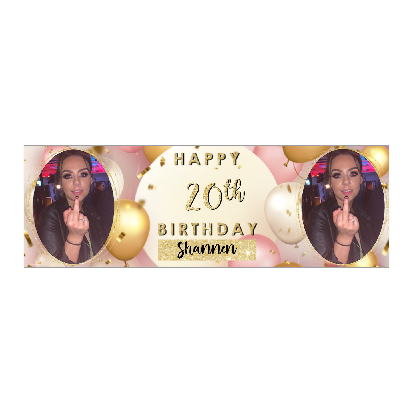 Personalised Birthday Banners Party Decorations in Pink Gold