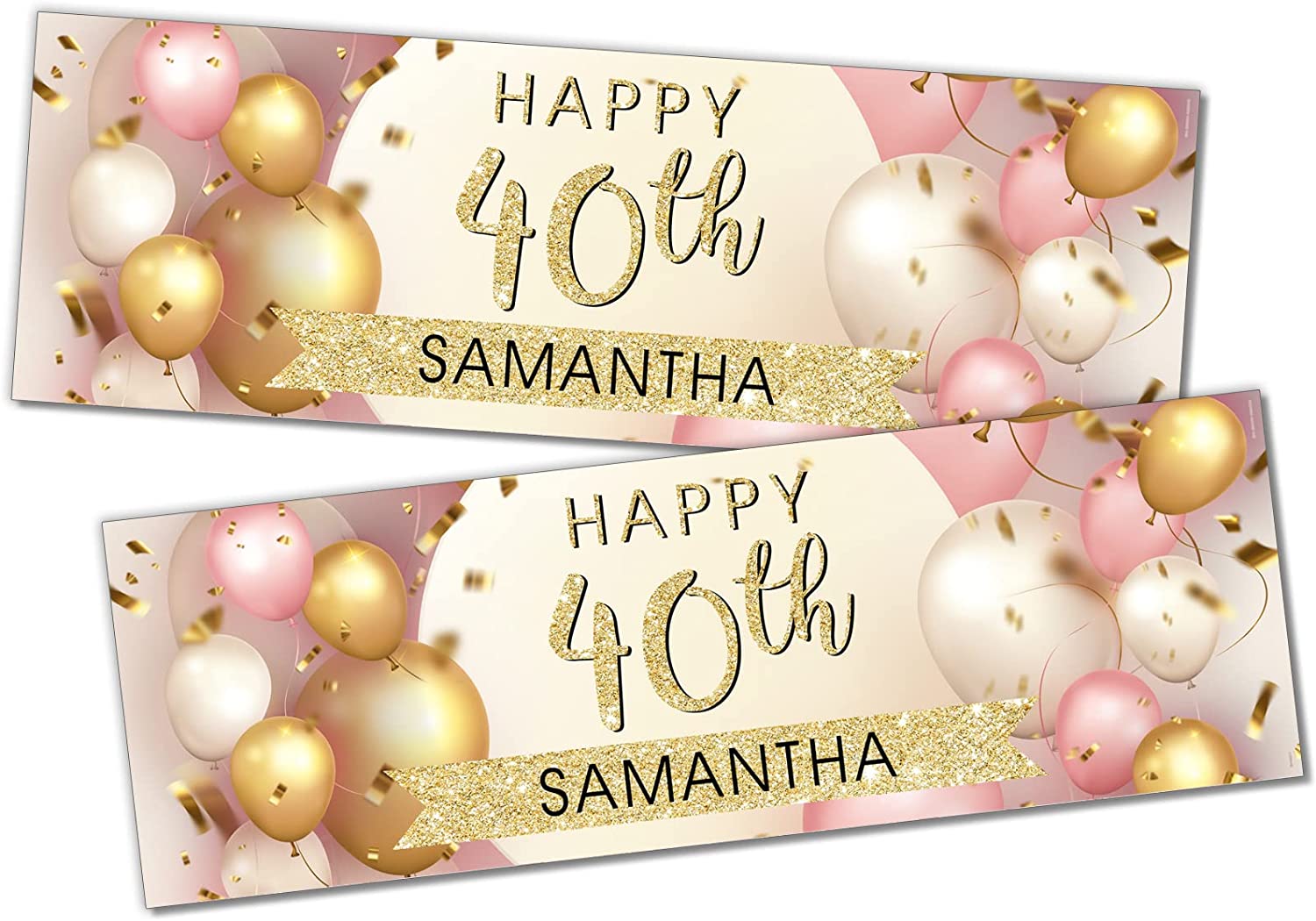 Personalised Birthday Banners in Pink Gold Design 34