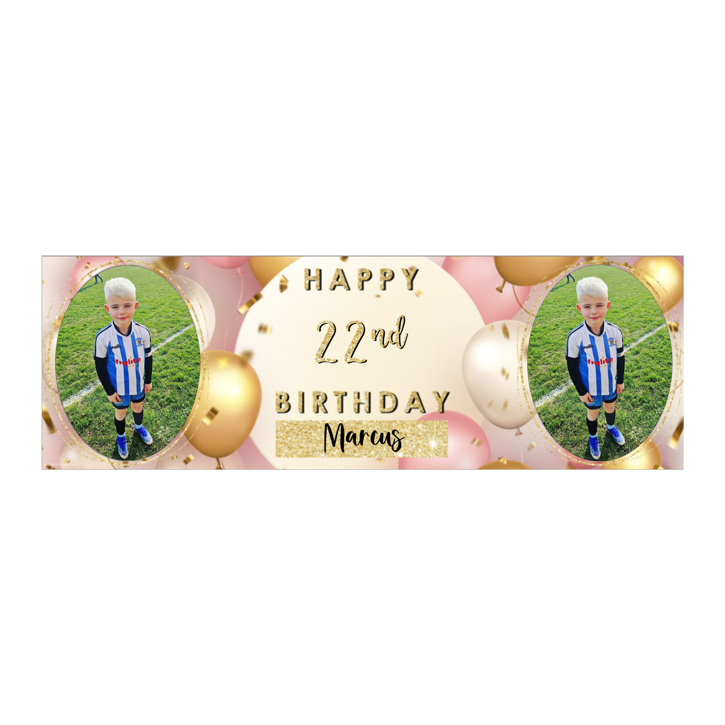 Personalised Birthday Banners Party Decorations in Pink Gold