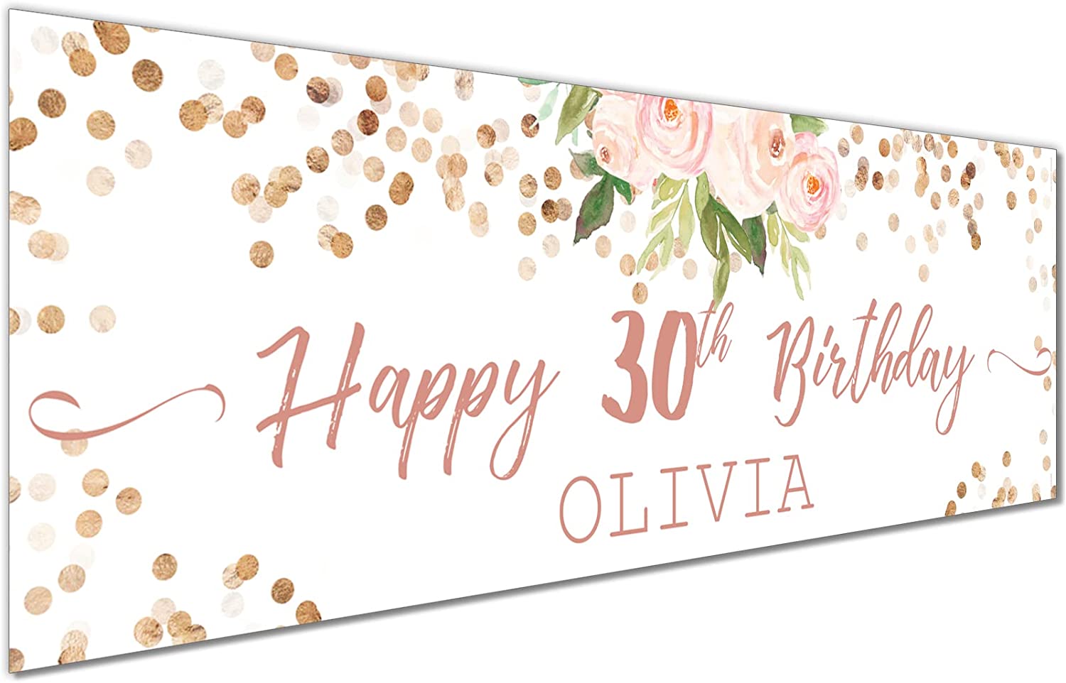 Personalised Birthday Banners in Floral White Design