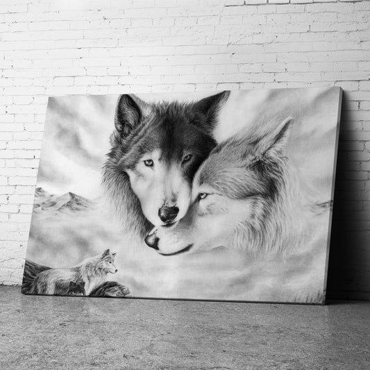 Canvas Wall Art of Black White Wolves Canvas Prints