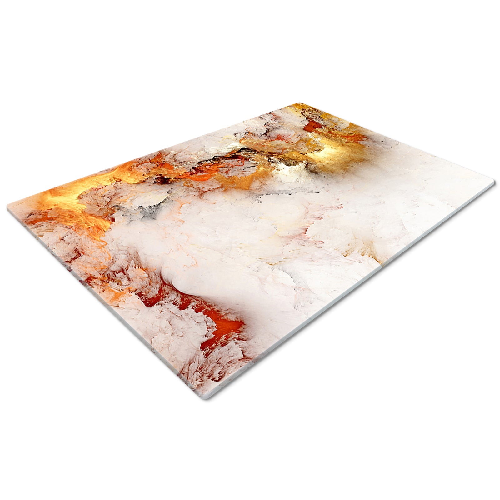Glass Cutting Board For Kitchen Marble Effect Orange White 1