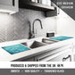 Glass Cutting Board For Kitchen Teal White Brick Effect 3