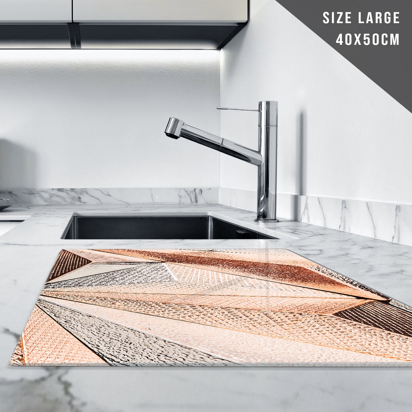 Glass Cutting Board For Kitchen Rose Gold Art