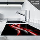 Glass Chopping Board for Kitchen in Black Red White design