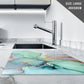 Glass Chopping Board For Kitchen Marble Effect Teal White Gold