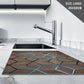 Glass Chopping Board for Kitchen in Geometric Brown Blue