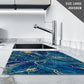Glass Chopping Board For Kitchen Teal Gold Blue Design