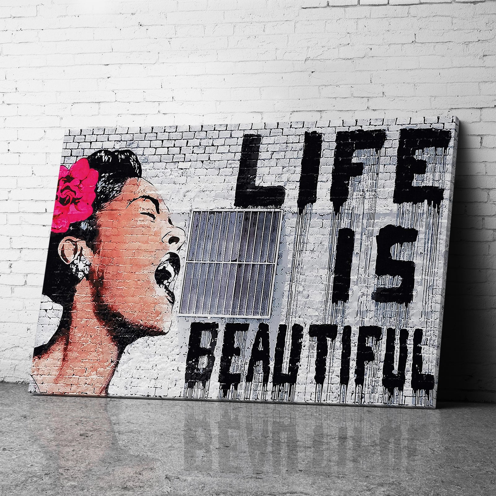 Banksy Canvas Wall Art Life Is Beautiful