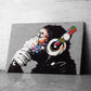 Banksy Canvas Wall Art Grey Banksy DJ Monkey Canvas Prints 