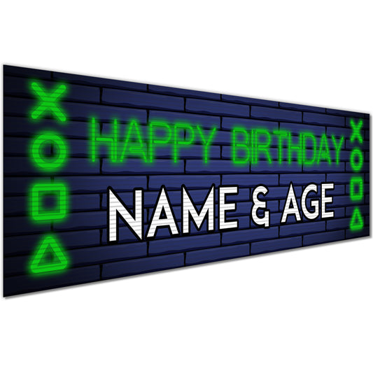 Kids Birthday Banners with Name in Gaming Design
