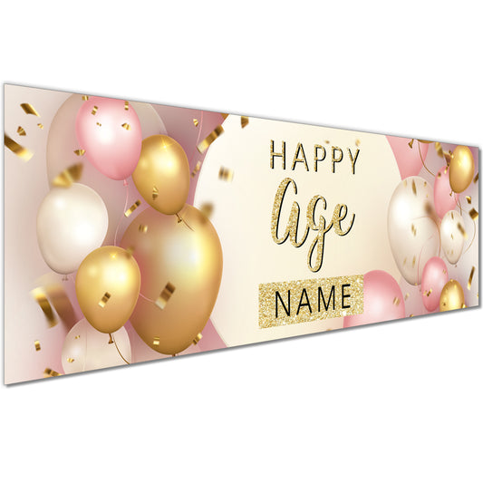 Personalised Birthday Banners in Pink Gold Design