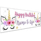 Kids Birthday Banners With Name in Pink Unicorn Butterfly Design