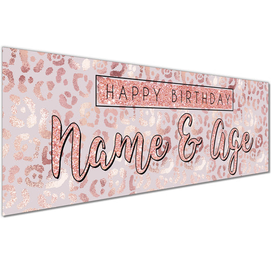 Personalised Birthday Banners in Rose Gold Print