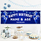 Personalised Birthday Banner in Blue White Design