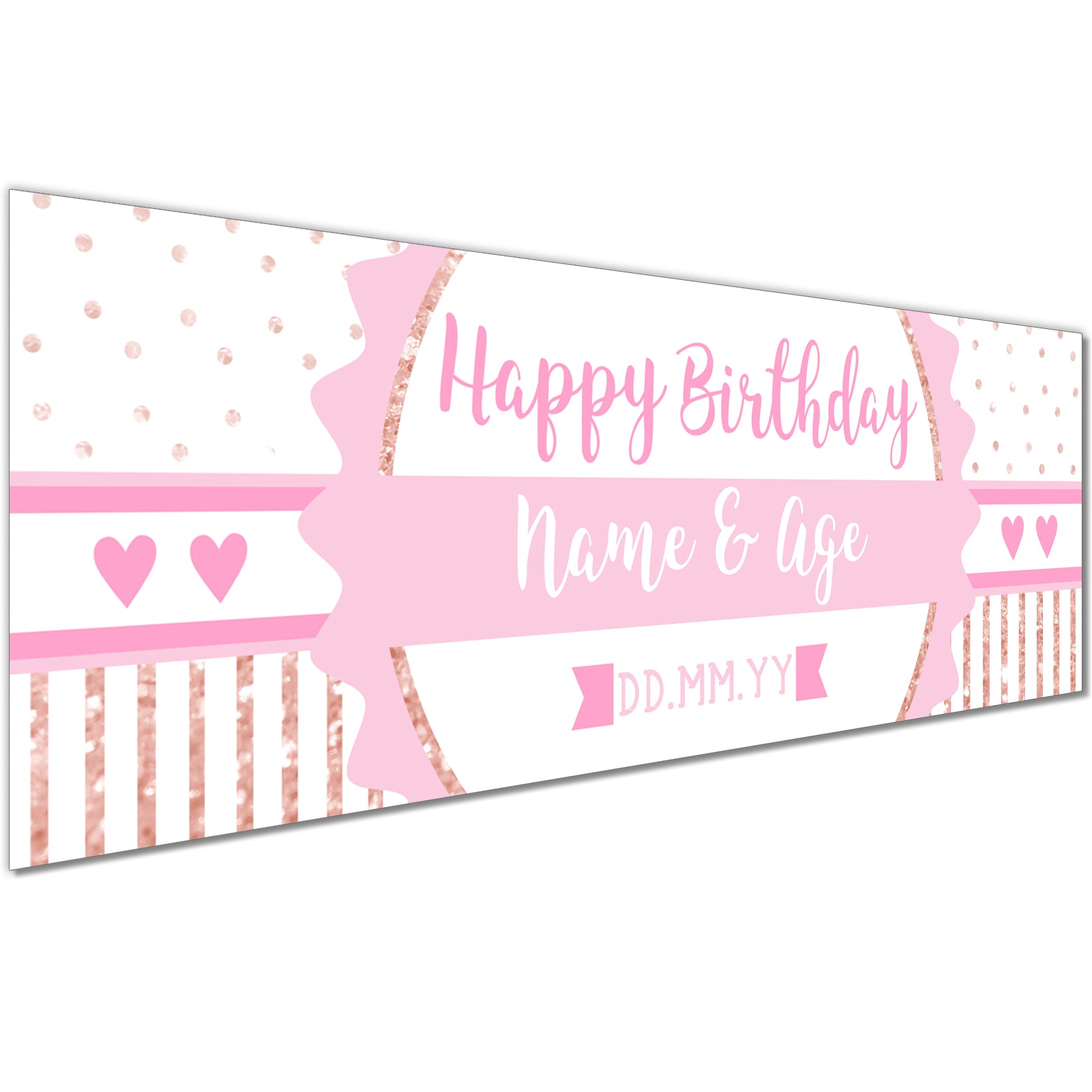 Kids Birthday Banners With Name in Pink Design