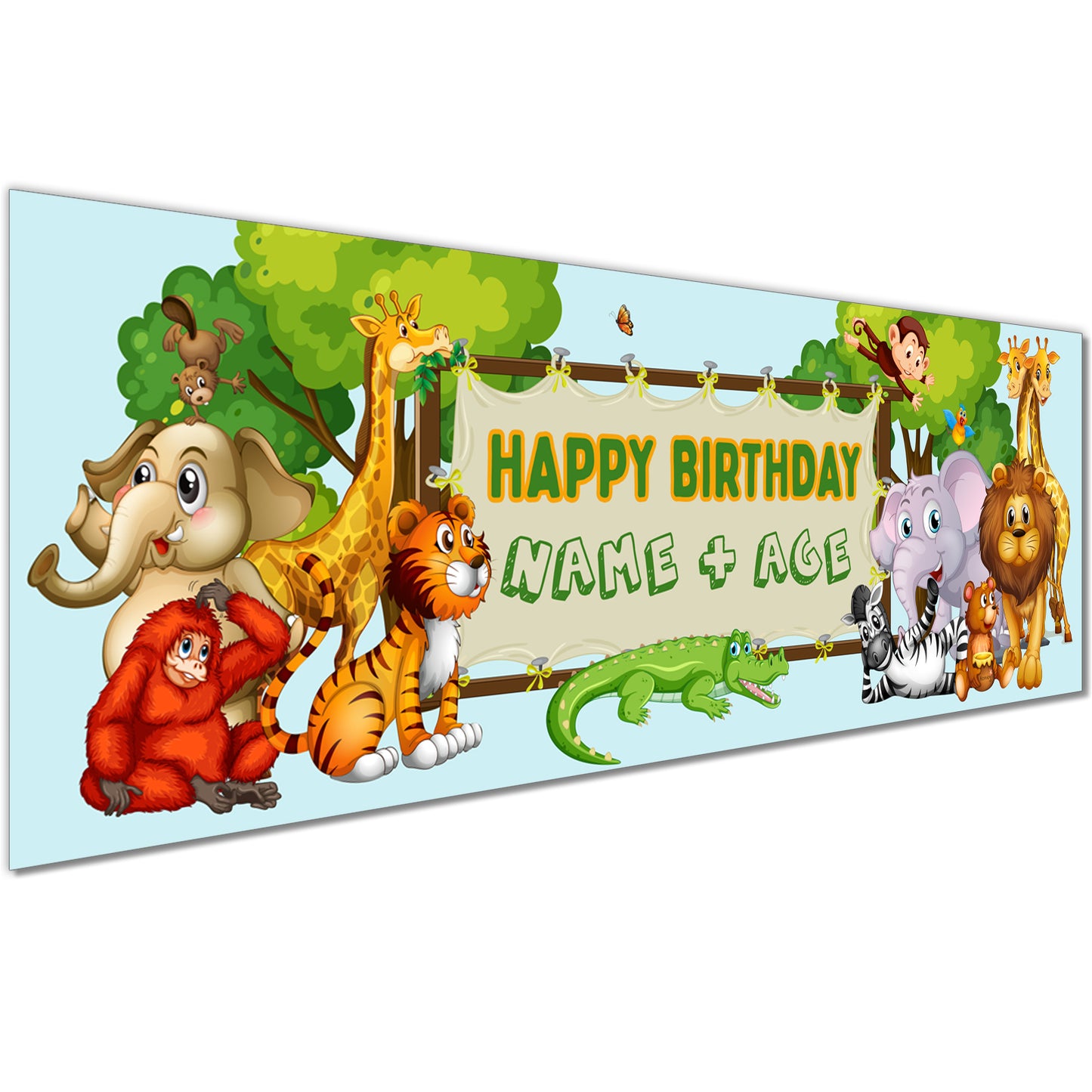 Kids Birthday Banners With Name in Safari New Design