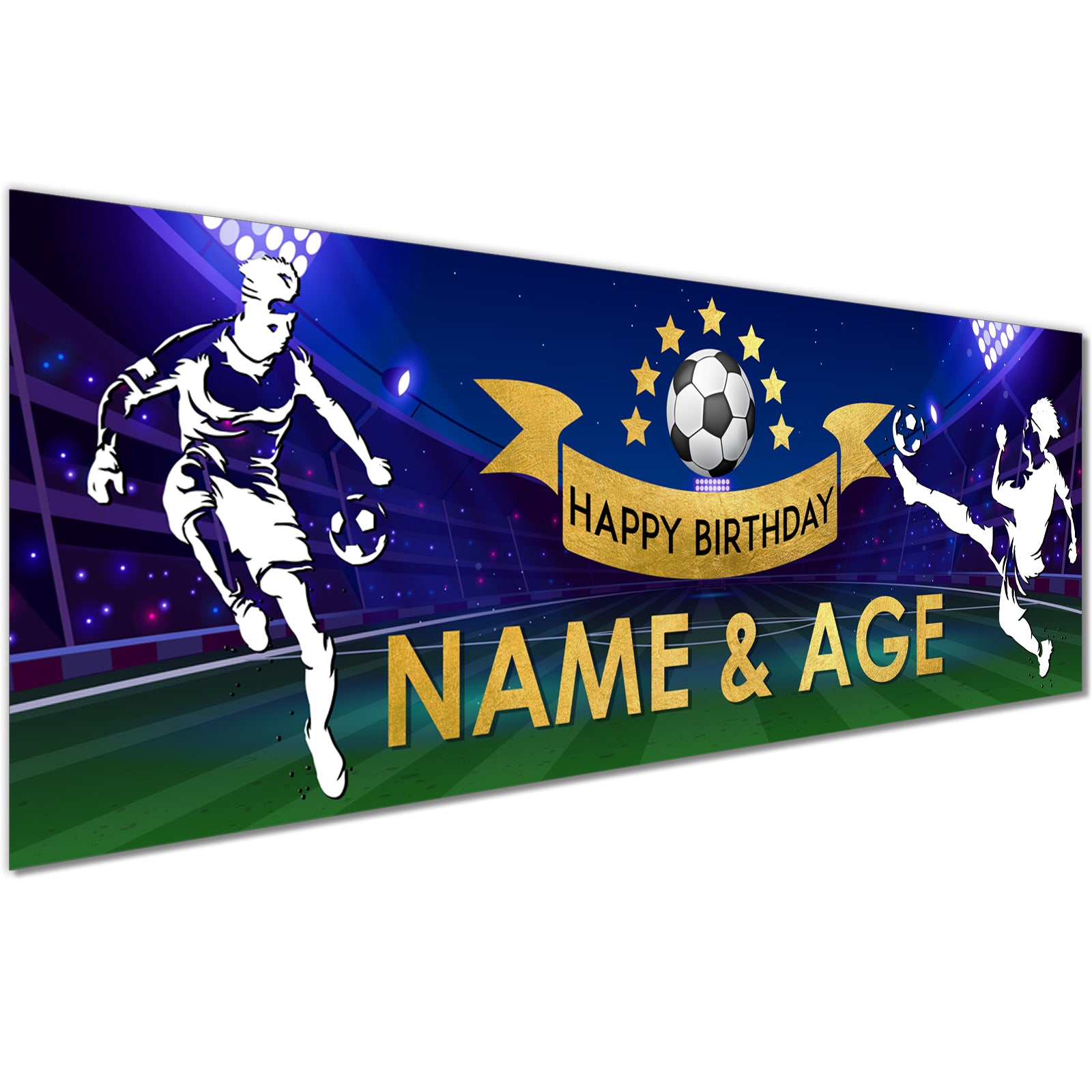Kids Birthday Banners with Name in Football Blue Design
