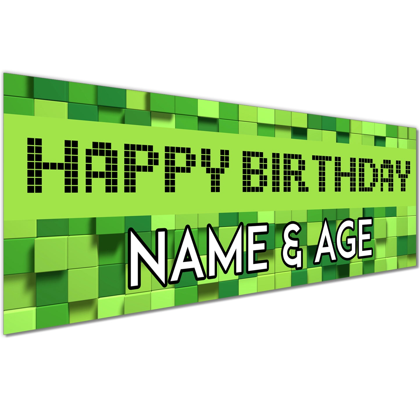 Kids Birthday Banners With Name in Gaming Green Design
