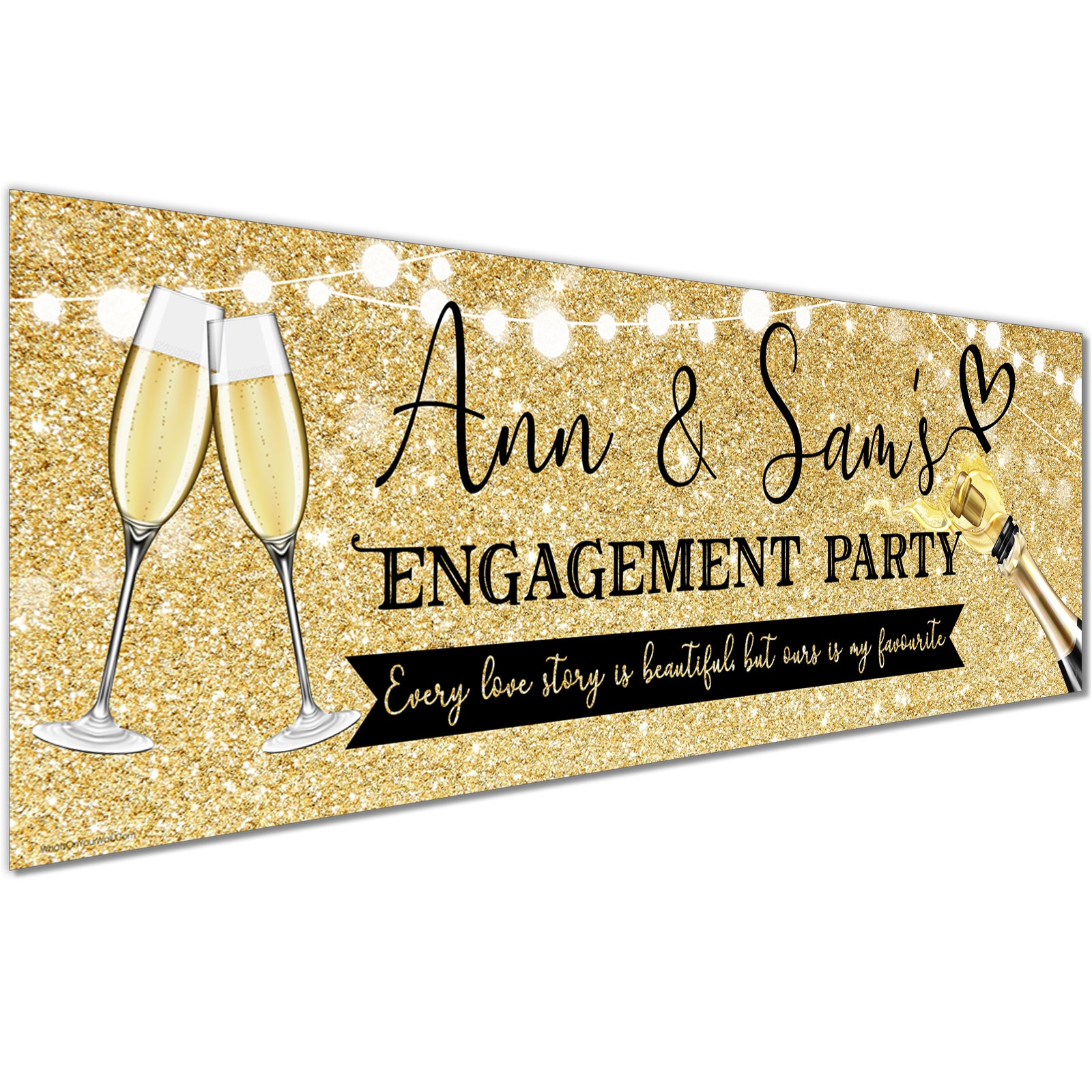 Personalised Engagement Banners in Black Gold Design